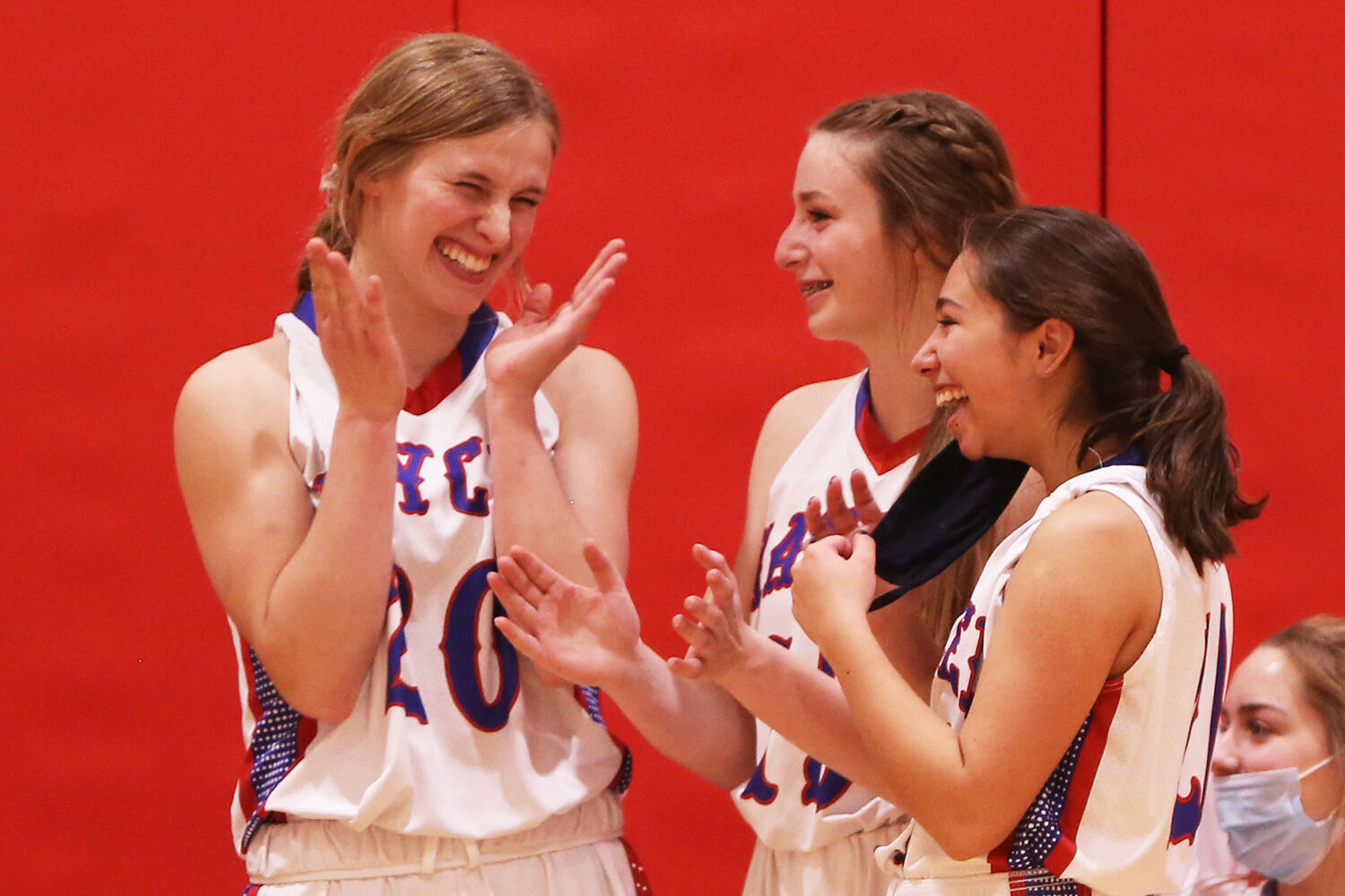 Tinley Pierson, Madison Gosney and Mary Cleveland laugh together